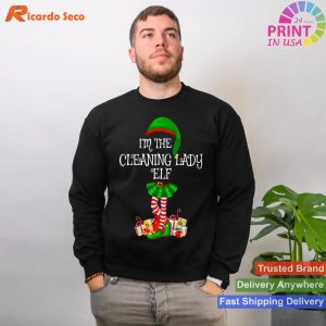 Matching Family Group I'm The Cleaning Lady Elf Christmas T-shirt