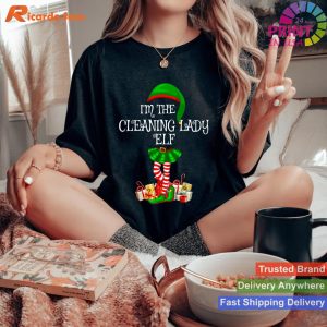 Matching Family Group I'm The Cleaning Lady Elf Christmas T-shirt