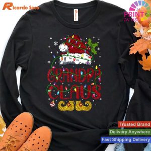 Mens Xmas Lights Matching Family Christmas Santa Grandpa Claus T-shirt