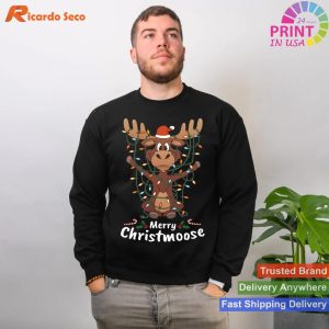 Merry Christmoose Christmas Moose Xmas Tree Lights Gift T-shirt