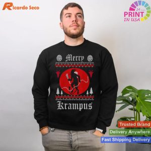Merry Krampus Christmas Xmas Horror Ugly Sweater Evil Pajama T-shirt