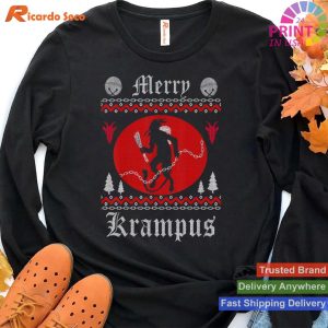 Merry Krampus Christmas Xmas Horror Ugly Sweater Evil Pajama T-shirt