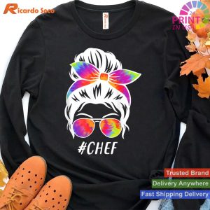 Messy Bun Chef Squad in Tie Dye Cooking Crew T-shirt