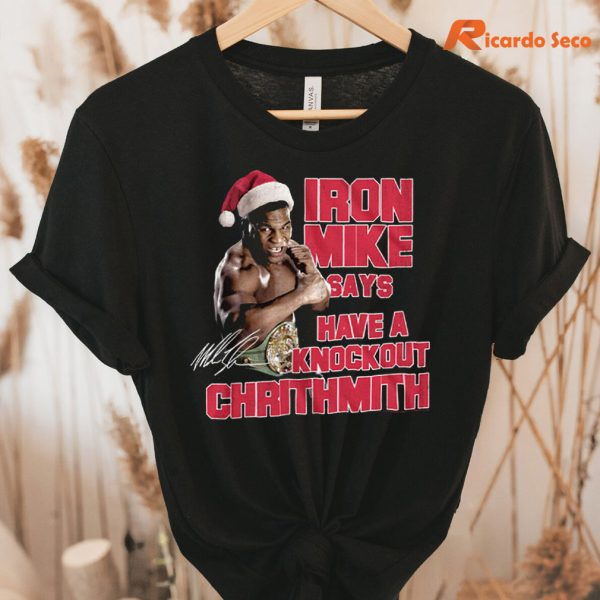 Mike Tyson Merry Christmas Quote T-shirt hung on a hanger