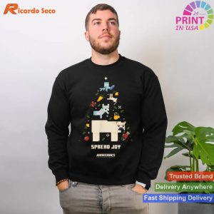 Minecraft Christmas Spread Joy Xmas Tree Group Shot T-shirt