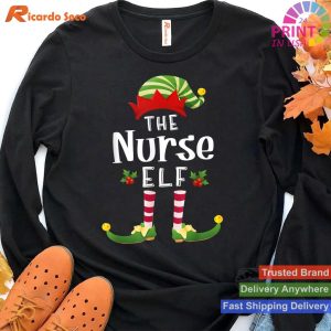 Nurse Christmas Elf Matching Pajama X-Mas Party T-shirt