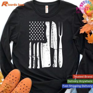 Patriotic Chef Knife, American Flag, Patriotic Cooking T-shirt