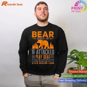 Play Dead Strategy Funny Bear Attack Tip Camper T-shirt