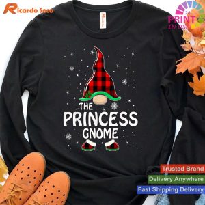 Princess Gnome Buffalo Plaid Matching Family Christmas T-shirt