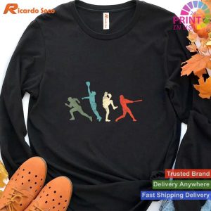 Retro Vintage Baseball Catcher Pitcher Batter Tee T-shirt
