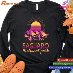 Saguaro National Park Retro 80s Cactus Mountains Camping T-shirt