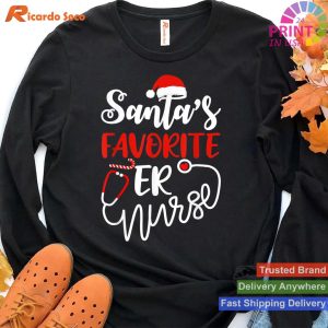 Santa's Favorite ER Nurse Shirt Funny Christmas Nurse Gifts T-shirt