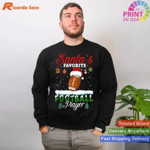Santa's Favorite Football Player Christmas Football T-shirt