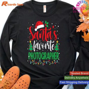 Santa's Favorite Photographer Christmas Santa Hat Pajama T-shirt