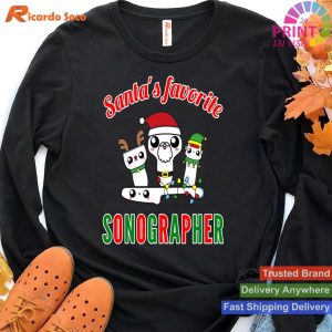 Santa's Favorite Sonographer Xmas Ultrasound Tech Christmas T-shirt