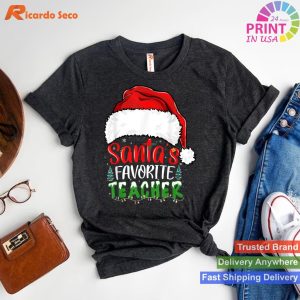 Santa's Favorite Teacher Funny Christmas Teacher T-shirt