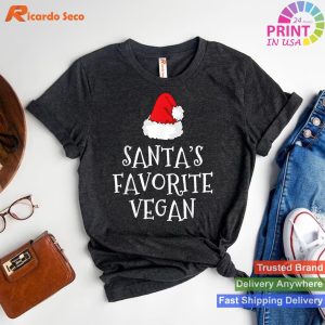Santa's Favorite Vegan Christmas Funny Hat T-shirt