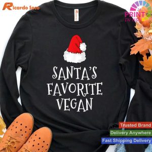 Santa's Favorite Vegan Christmas Funny Hat T-shirt