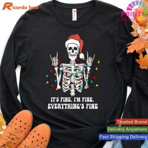 Skeleton Christmas Shirt Im Fine Christmas Lights Funny Xmas T-shirt