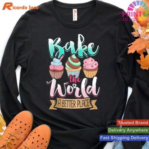 Sweet Baking - Bake The World Better Cupcake T-shirt