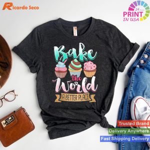 Sweet Baking - Bake The World Better Cupcake T-shirt