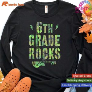 Teacher Squad Style Camo 6th Grade Rocks Camp T-shirt