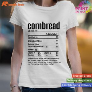 Thanksgiving Christmas Cornbread Nutritional Facts T-shirt