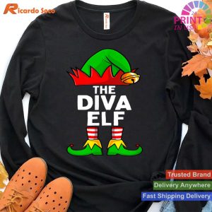 The Diva Elf Funny Christmas Matching Family T-shirt