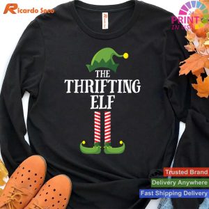 Thrifting Elf Matching Family Group Christmas Funny Elf T-shirt