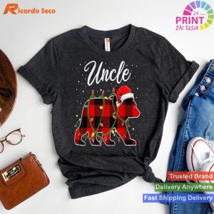 Uncle Bear Shirt, Red Buffalo Plaid Uncle Bear Pajama T-shirt