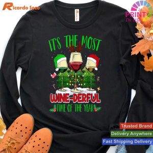 Unisex Christmas Wine Alcohol Pajama T-shirt