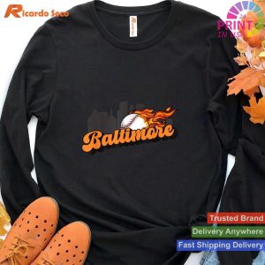 Vintage Baltimore Baseball City Skyline Retro Lover T-shirt