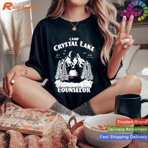 Vintage Horror Camp Camping Crystal Lake Counselor  T-shirt