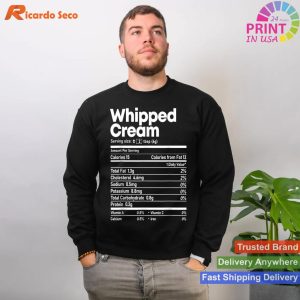 Whipped Cream Nutrition Facts Funny Thanksgiving Christmas T-shirt