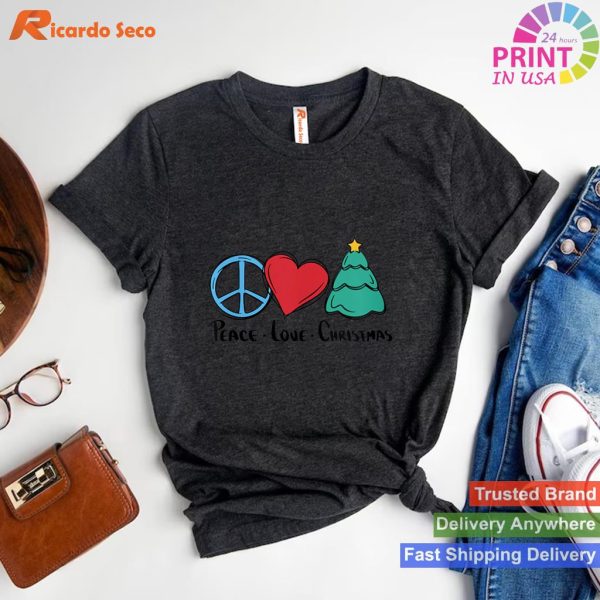 Womens Funny Peace Love Christmas Xmas Holiday 2022 V-Neck T-shirt
