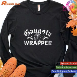 Womens Gangsta Wrapper Funny Xmas Pun Christmas Holiday V-Neck T-shirt