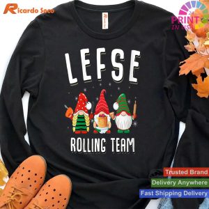 Womens Lefse Rolling Team Christmas Baking Gnomes V-Neck T-shirt