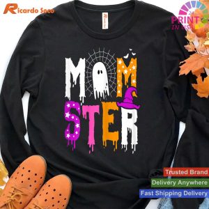 Womens Momster Halloween Pumpkin Spooky Gift Idea T-shirt