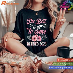 Womens Retired Proud Women 2023 Floral Flower Lovers Retirement V-Neck T-shirt
