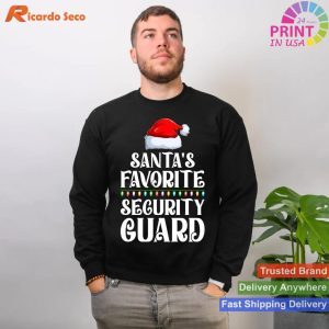 Xmas Lights Santa's Favorites Security Guard Christmas T-shirt