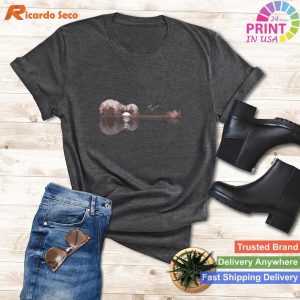 Acoustic Guitar Lake Sunset Guitarist Country Rock Music T-shirt - Unique Musician Tee