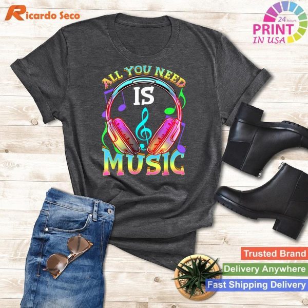 All you need is music, DJ Headphones - Music lover producer T-shirt - Stylish Music Tee