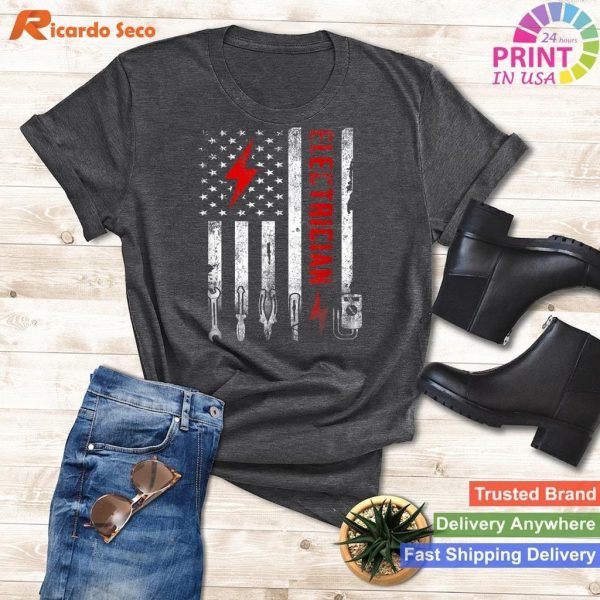 American Flag Electrician Patriotic T-Shirt Perfect Gift
