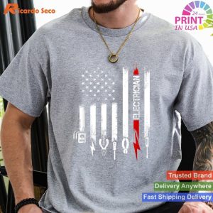 American Flag Electrician T-Shirt Ideal for Men, Women, and Fathers