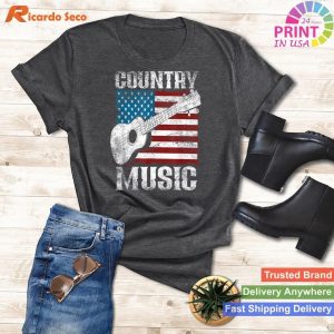 American Flag Guitar Player Funny Country Music Lover T-shirt - Patriotic Music Tee