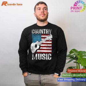 American Flag Guitar Player Funny Country Music Lover T-shirt - Patriotic Music Tee