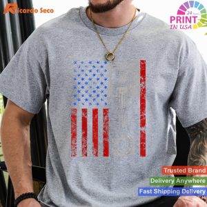 American Flag Piston Muscle Car Patriotic Vintage T-shirt