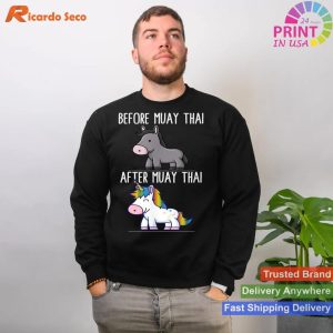 Before and After Muay Thai Unicorn Fighter Transformation - Boxing T-shirt