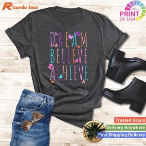 Butterfly Dream Affirmations - Empowering T-shirt for Girls Who Believe and Achieve