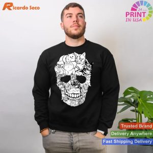 Cat Skull Halloween Costume Cat T-shirt Unique Feline Skeleton Design